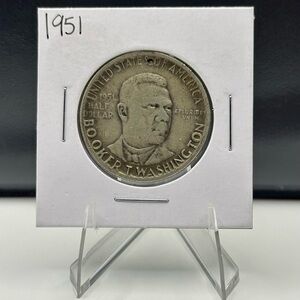 1951 Booker T Washington Silver Half Dollar - Commemorative Coin